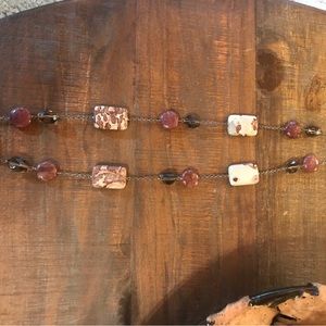 Leopard Skin Jasper and coordinated glass or semi-precious stone necklace.